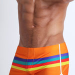 Men's Rainbow Striped Swimming Trunks