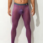 Men's Ice Silk Full Transparent Sexy Fitness Pants Sports Tights
