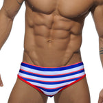 Men's Blue & White Striped Comfy Waistband Swim Briefs