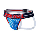2 Pack Men's Sexy Star Print Low-Rise Breathable Comfort Trendy Briefs & Jockstrap