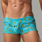 2 Pack Men's Low-Rise Cotton Boxer Shorts with Playful Print