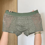 3 Pack Men's Ice Silk Breathable Lightweight 10A Antibacterial Lace Trunks