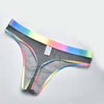 3-pack Men's Rainbow Trim Sheer Mesh Thong