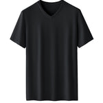 60S Double-Sided Modal Fashion V-neck Men's Solid Color Short-Sleeved T-shirt