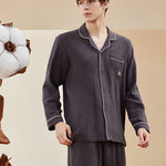 Double-layered Crepe 100% Cotton Solid Color Couple Pajamas Set