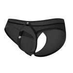 Men's Solid Color Detachable Front Pouch & Back Slit Briefs