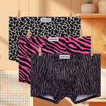 4 Pack Men's Leopard Print Mid-Rise Breathable Antibacterial Trunks