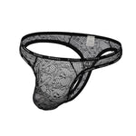 2 Pack Men's Mid-Rise Ultra-Soft Sexy Lace Cooling Support Thong