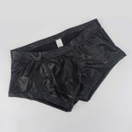 2-pack Men's Leather Hollow Hip-revealing Large Pouch Boxer Briefs