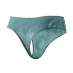 4 Pack Men's High-Stretch & Low-Rise Lace Trim Large Pouch Thongs