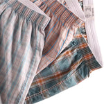2 Pack Men's Cotton Plaid Boxers with Side Opening and Relaxed Elastic Waistband