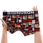 4 Pack Men's Breathable Printed Comfy Waistband Stretch Trunks