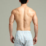 2 Pack Men's Cotton Plaid Boxers with Side Opening and Relaxed Elastic Waistband