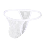 2 Pack Men's Sexy Mesh Thongs with U-Pouch, Breathable Transparent Checkered Design