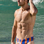 Men Casual Stripe Quick Drying Swim Briefs