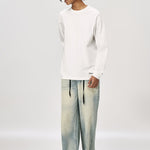 Men's Vintage Soft Pure Cotton Long Sleeve Oversized Relaxed-Fit Loungewear Tops