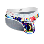 2 Pack Men's Stretch Fit Doodle Print Low-Rise Briefs