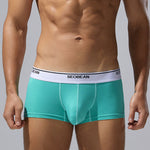 2 Pack Men's Cotton-Spandex Blend Solid Color Elastic Breathable Trunks