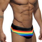 Men's Colorful Striped Stretch Fit Comfy Waistband Swim Briefs