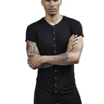 Men’s Button-Front One-Piece Romper – Soft, Stretchy & Comfortable Fit