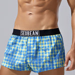 2 Pack Men's Trendy Plaid Odor-Control Seamless Comfort Boxer Shorts