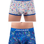 2 Pack Men's Colorful Printed Polyester Comfortable Breathable Trunks