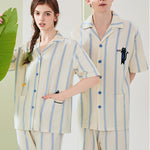 Ultra-Soft Cotton Thin Long-Sleeve Striped Lightweight Luxury Soft Pajama Sets