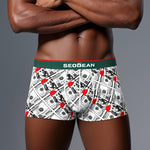 2 Pack Men's Seamless Comfort Playful Style Prints Breathable Trunks