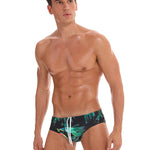 Men's Quick-Dry Printed UV Protection No-Slip Elastic Swim Briefs