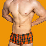 2 Pack Men's Button Fly Plaid Print Comfort Breathable Trunks