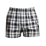 2 Pack Men's Cotton Plaid Boxers with Side Opening and Relaxed Elastic Waistband