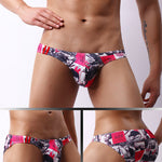 4 Pack Men's Low-Rise Printed U-Pouch Mesh for Breathability Briefs