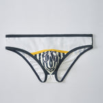 Men's Spliced Striped Mesh Pouch Briefs