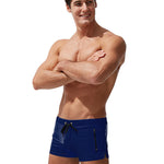 Men's Zippered Pocket Design Moisture-Wicking Swim Shorts & Trunks