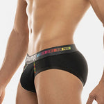 Men's Mesh Briefs With Colorful Spliced Lines