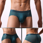 4 Pack Men's Breathable Mesh Solid Sheer & Sexy Wide Waistband Briefs