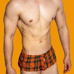 2 Pack Men's Button Fly Plaid Print Comfort Breathable Trunks
