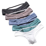 2 Pack Men's Low Rise Back Hollow 3D U-convex Large Pouch T-Back Briefs