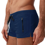 Men's Zippered Pocket Design Moisture-Wicking Swim Shorts & Trunks