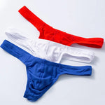 2-pack Men's Ribbed Low-rise Solid Color Thong