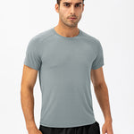 Men's Comfortable Round Collar Breathable Fitness Short Sleeve