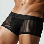 3 Pack Men's Striped Mesh Trunks with Comfort Pouch