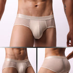 4 Pack Men's Breathable Mesh Solid Sheer & Sexy Wide Waistband Briefs