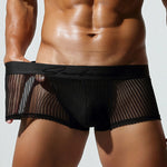 3 Pack Men's Striped Mesh Trunks with Comfort Pouch