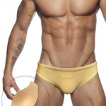 Men's Seamless Comfort Solid Color Shiny Swim Briefs
