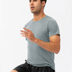 Men's Comfortable Round Collar Breathable Fitness Short Sleeve