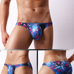 4 Pack Men's Low-Rise Printed U-Pouch Mesh for Breathability Briefs