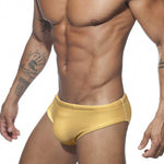Men's Seamless Comfort Solid Color Shiny Swim Briefs