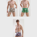 Men's Ice Silk Sexy Breathable Printed Boxers Briefs