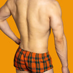2 Pack Men's Button Fly Plaid Print Comfort Breathable Trunks